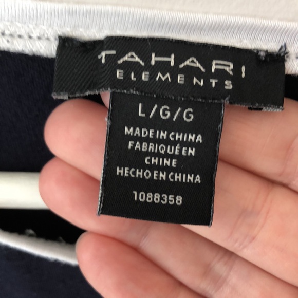 TAHARI  Tops, TAHARI Elements,LADIES 3/4 sleeve Top , dark blue , size L - Picture 2 of 7